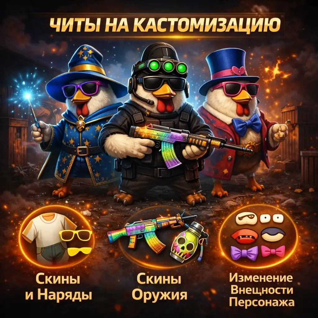 Кастомизация Chicken Gun с разблокировкой скинов, оружия и внешнего вида